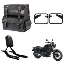 Alforge Bolsa Mala Baú Traseiro 85 litros Liso Sissy Bar Afastador Suporte Kawasaki Eliminator 500