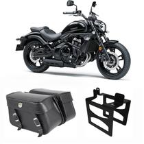 Alforge Bolsa Mala Lateral 36 Litros + Afastador Suporte Kawasaki Vulcan 650 Par