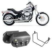 Alforge Bolsa Mala Lateral 64 Litros + Afastador Suporte Harley Softail STD FX Par - Tondin Forza