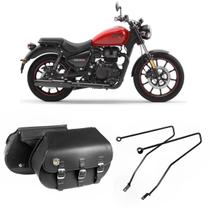 Alforge Bolsa Mala Lateral 64 Litros + Afastador Suporte Royal Enfield Meteor 350 Par