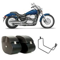 Alforge Bolsa Mala Lateral 64 Litros Chave + Afastador Suporte Honda VT 750 Shadow 2006 Até 2010 Par