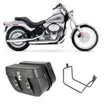 Alforge Bolsa Mala Losango 64 Litros Com Chave Par + Afastador Suporte Moto Harley Davidson Softail STD FX
