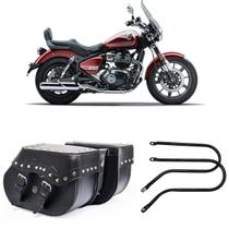 Alforge Lateral Bolsa Custom 30 Litros Cravo Com Afastador Royal Enfield Super Meteor 350