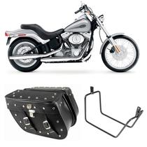 Alforge Lateral Com Cravo E Fechadura Chave 32 Litros + Afastador Harley Davidson Softail Par