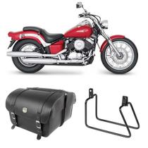 Alforge Mala Bolsa Lateral 50 Litros + Afastador Suporte Yamaha XVS 650 Drag Star Par