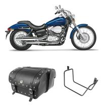 Alforge Mala Bolsa Lateral 50 Litros Cravo + Afastador Suporte Honda VT 750 Shadow 2006 Até 2010 Par