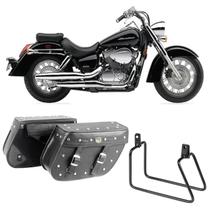 Alforge Mala Bolsa Lateral Losango 64 Litros Cravos + Afastador Suporte Honda VT 750 Shadow Par