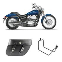 Alforge Mala Bolsa Losango Liso 64 Litros Par + Afastador Suporte Honda Vt 750 Shadow 2006 Até 2010