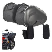 Alforge Para Motos 58l Lateral Universal + Mala Tanque Moto Cor Preto