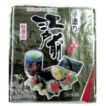 Alga Marinha Nori para Sushi e Temaki com 10 Folhas Edomae - 23 gramas