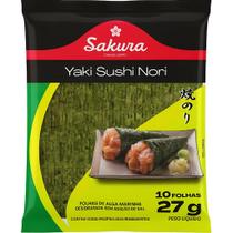 Alga Nori Sakura 27g 10 Folhas Yaki Sushi Nori Sushi Temaki