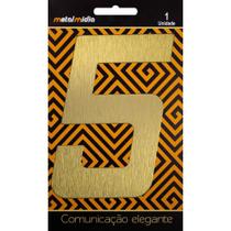 Algarismo Ouro Escovado N 5 - Metal Midia Algarismo Ouro Escovado N 5 - Metal Midia