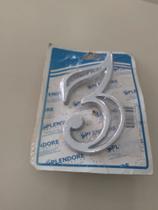 Algarismo residencial 12 cm em alumínio vazado nr 3 prata