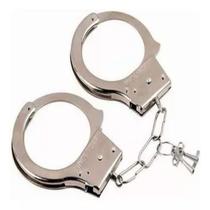 Algema Metal Fantasia Policial Profissional Aço Corrente Cor Cromado Carnaval Fantasia