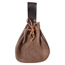 Algibeira Bolsa Medieval Marrom Couro Com Alça Cosplay