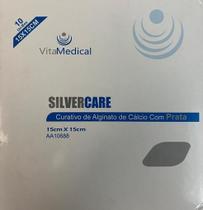 Alginato de cálcio com prata 15x15cm caixa com 10 unidades VitaMedical