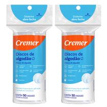 Algodão Disco para Limpeza Facial Dupla Face Cremer Kit com 2 Unidades Algodão Disco para Limpeza Facial Dupla Face Cremer Kit com 2 Unidades