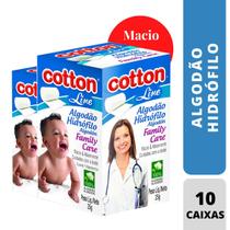 ALGODÃO HIDRÓFILO COTTON LINE FAMILY CARE 25g C/ 10