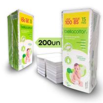 Algodão quadrado bebê bellacotton 200 unidades