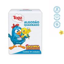 Algodão Quadrado Infantil TOPZ BABY Galinha Pintadinha 50 Unidades
