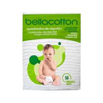 Algodão Quadrado Puro Bellacotton Baby Maxi Bebê Biodegradável com 50 und (Kit com 12 Pacotes)
