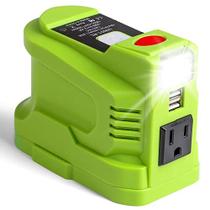 Alian para Ryobi 150 Watt alimentado Gerador de inversor, 18V DC para AC 110V 120v, como fonte de energia portátil, para Ryobi 18 Volt lítio Bateria USB Charger Adapter, para Ryobi Power Station com luz LED