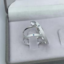 Aliança 2mm fosca (c/ pedra azul bebê) prata 925