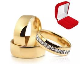 Aliança 6mm Banhado Ouro 18k Casamento Noivado Namoro Aliança 6mm Banhado Ouro 18k Casamento Noivado Namoro
