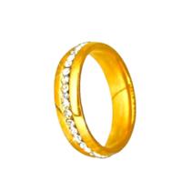 Aliança 6mm Dourada Pedras Zircônia Branca Anatomico Tungstenio Tradicional Casamento União Aliança 6mm Dourada Pedras Zircônia Branca Anatomico Tungstenio Tradicional Casamento União