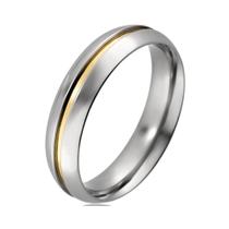 Aliança Aço Abaulada Anatômica 5mm Com Filete De Ouro