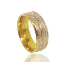 Aliança Aço Dourada de Compromisso Desenhada Tamanho 20 Aliança Aço Dourada de Compromisso Desenhada Tamanho 20