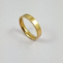 Aliança aço inox dourada quadrada lisa 4mm