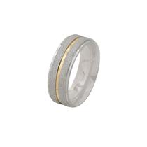 Aliança Aço Inoxidável Brilhosa Com Filete Dourado N21 4410 Aliança Aço Inoxidável Brilhosa Com Filete Dourado N21 4410