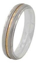 Aliança Aço Inoxidável Fosca Filete Central Dourado N23 4406 Aliança Aço Inoxidável Fosca Filete Central Dourado N23 4406