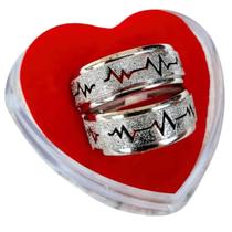 Aliança Aço Prata 6mm Batimentos Cardíacos Aliança Aço Prata 6mm Batimentos Cardíacos