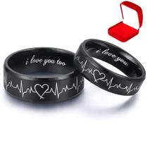 Aliança Anel Preto Namoro Compromisso Noivado Negras Relacionamento Batimentos Cardíacos FInas Chanfradas Abauladas Rock Punk Sentimento