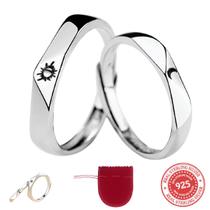 Aliança Anel Sol Lua Ajustável Leve o Par Banhado Prata 925 Aliança Anel Sol Lua Ajustável Leve o Par Banhado Prata 925