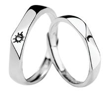 Aliança Anel Sol Lua Ajustável Leve O Par Banhado Prata 925 Aliança Anel Sol Lua Ajustável Leve O Par Banhado Prata 925