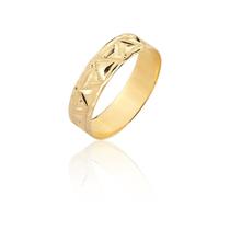 Aliança Anel Trabalhado Reto Ouro 10k Puro Amarelo A380
