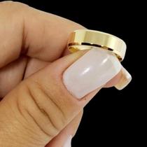 Aliança Banhada Grossa 8mm Aço Inoxidável Compromisso Noivado Casamento 8mm Chanfrada Lisa