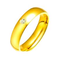 Aliança Banhada Ouro 18k Liso Pedra Zircônia Branca 6mm Casal Noivado Tradicional Tungstênio Luxo
