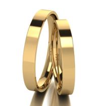 Aliança Casamento e noivado De Ouro 18k Quadrada Com 3,0mm