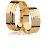 Aliança Casamento Noivado Ouro 18 Kilates 2 Pedra Brilhante de 2 mm Aliança Casamento Noivado Ouro 18 Kilates 2 Pedra Brilhante de 2 mm