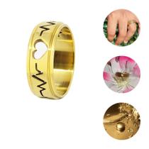 Aliança Casamento Ouro 18K Feminino Coração Batimento Presente Luxo