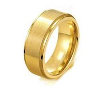 Aliança Chanfrada 8mm Casamento Ouro 18K Tungstenio Compromisso