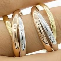 Aliança Clássica Ouro 18k Amarelo, Branco E Rose Trinity