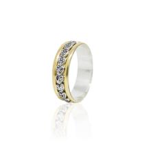 Aliança da Vovó Coração -Prata/Borda banhada à ouro