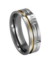 Aliança de Aço com Detalhe em Ouro 4422L 6,00mm