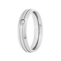 Aliança de Aço friso Duplo com Pedra (Cada)