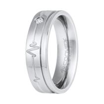 Aliança de Aço Heart Beat com Zircônia 2.5mm